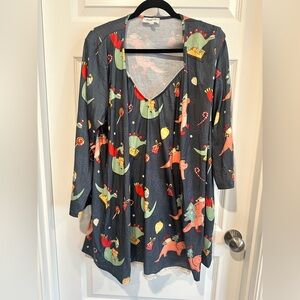 ModCloth “Breakfast for Dinner” Holiday Dinosaur PJ Set  - EUC